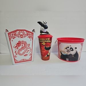 Kung Fu Panda 4 popcorn bucket, tin and souvenir cup